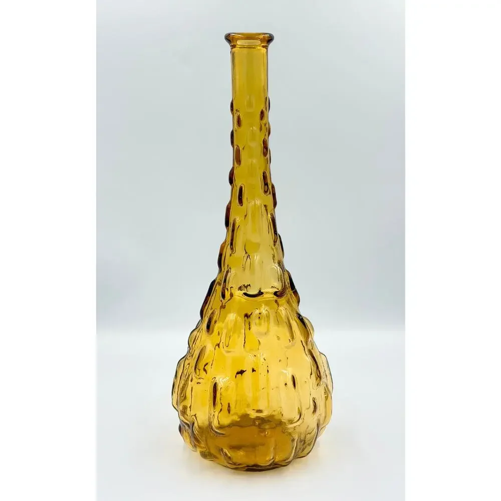 Vintage Italian Empoli Amber Glass Decanter Genie Bottle Bud Vase NO STOPPER